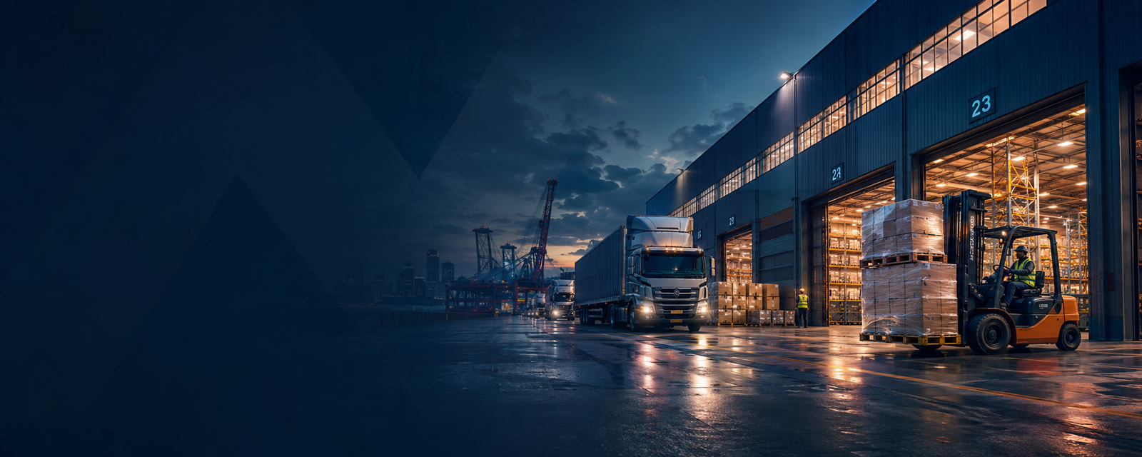 Logistics, transportation, and manufacturing hero banner